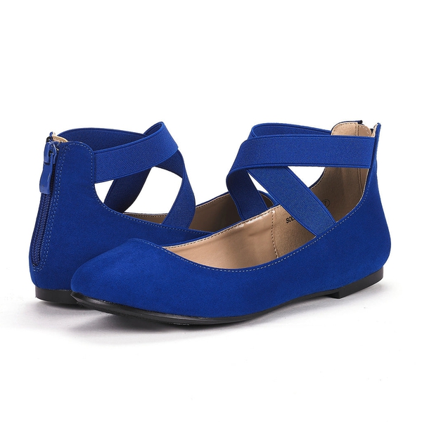 Fashion Ankle Strap Elastic Ballet Flats - ROYAL BLUE - 2